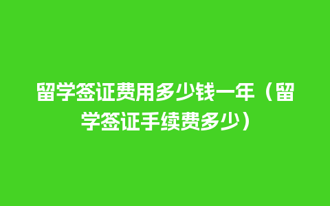 留学签证费用多少钱一年（留学签证手续费多少）