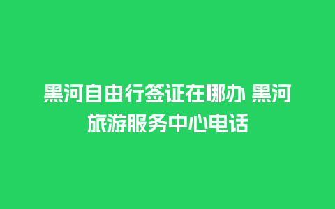 黑河自由行签证在哪办 黑河旅游服务中心电话