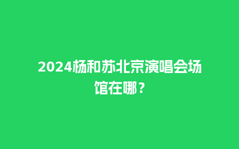 2024杨和苏北京演唱会场馆在哪？