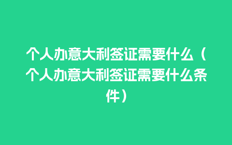 个人办意大利签证需要什么（个人办意大利签证需要什么条件）