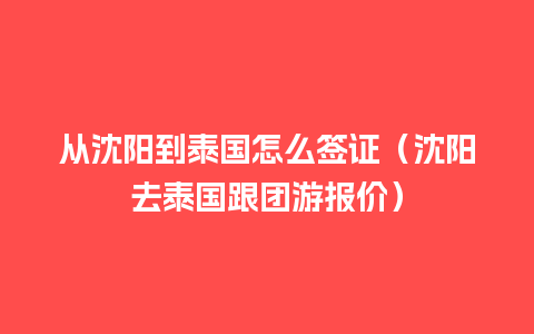 从沈阳到泰国怎么签证（沈阳去泰国跟团游报价）