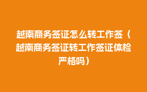 越南商务签证怎么转工作签（越南商务签证转工作签证体检严格吗）