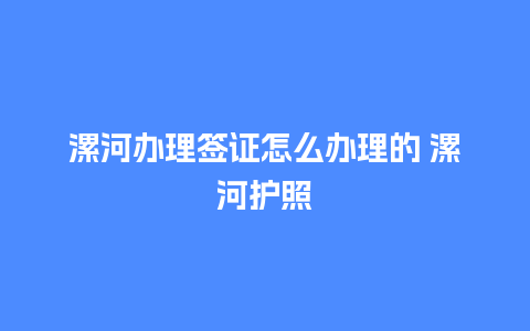 漯河办理签证怎么办理的 漯河护照