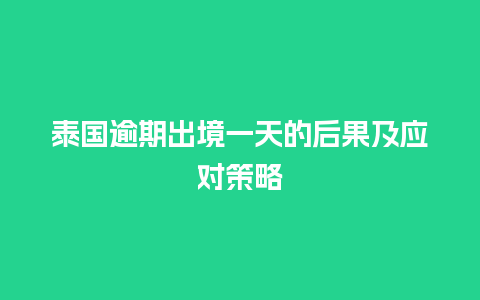 泰国逾期出境一天的后果及应对策略