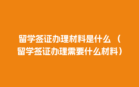 留学签证办理材料是什么 （留学签证办理需要什么材料）