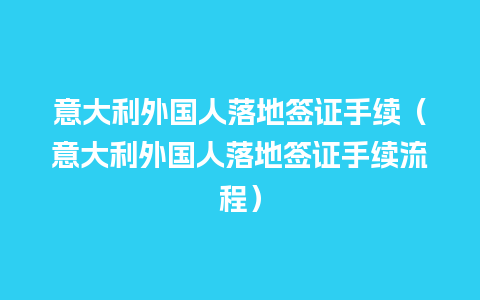 意大利外国人落地签证手续（意大利外国人落地签证手续流程）