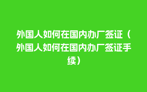 外国人如何在国内办厂签证（外国人如何在国内办厂签证手续）