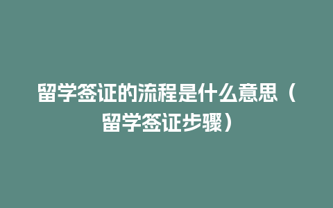 留学签证的流程是什么意思（留学签证步骤）