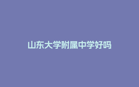 山东大学附属中学好吗