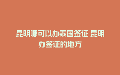 昆明哪可以办泰国签证 昆明办签证的地方