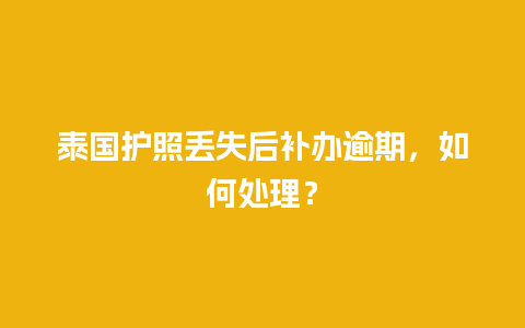 泰国护照丢失后补办逾期，如何处理？