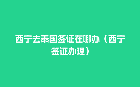 西宁去泰国签证在哪办（西宁签证办理）