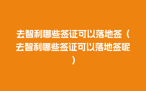 去智利哪些签证可以落地签（去智利哪些签证可以落地签呢）