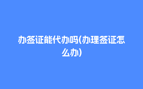 办签证能代办吗(办理签证怎么办)