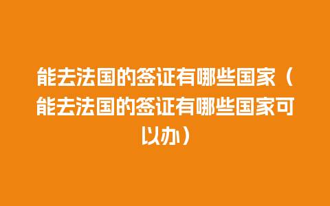 能去法国的签证有哪些国家（能去法国的签证有哪些国家可以办）