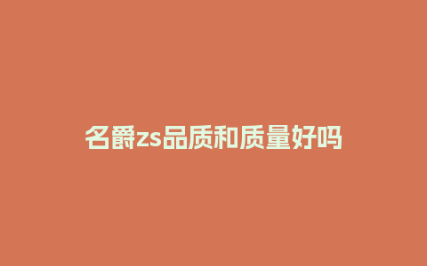 名爵zs品质和质量好吗