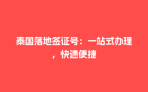 泰国落地签证号：一站式办理，快速便捷