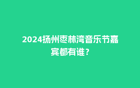 2024扬州枣林湾音乐节嘉宾都有谁？