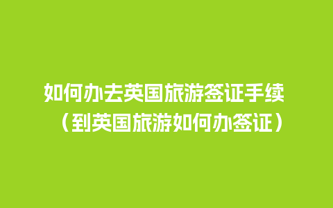 如何办去英国旅游签证手续 （到英国旅游如何办签证）