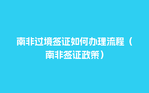 南非过境签证如何办理流程（南非签证政策）