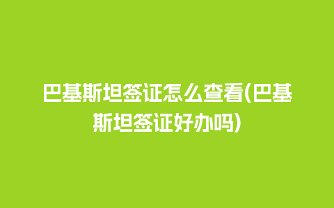 巴基斯坦签证怎么查看(巴基斯坦签证好办吗)