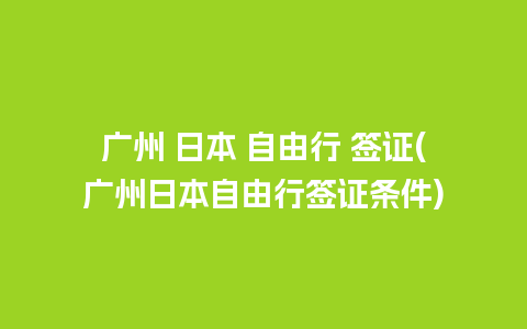 广州 日本 自由行 签证(广州日本自由行签证条件)