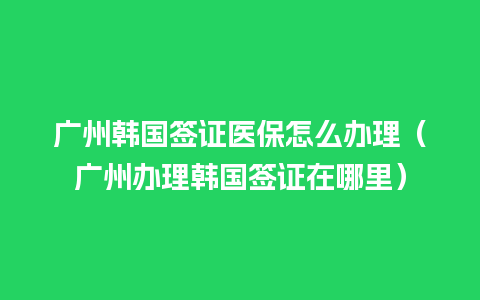 广州韩国签证医保怎么办理（广州办理韩国签证在哪里）