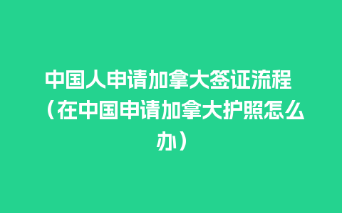 中国人申请加拿大签证流程 （在中国申请加拿大护照怎么办）