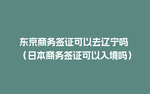 东京商务签证可以去辽宁吗 （日本商务签证可以入境吗）