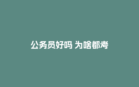 公务员好吗 为啥都考