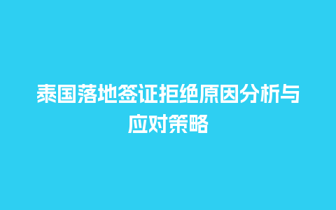 泰国落地签证拒绝原因分析与应对策略