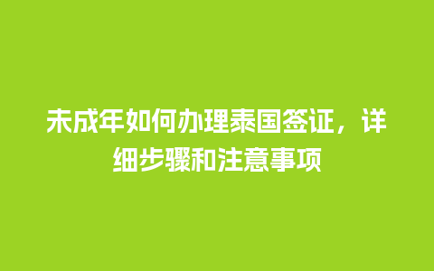 未成年如何办理泰国签证，详细步骤和注意事项