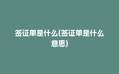 签证单是什么(签证单是什么意思)