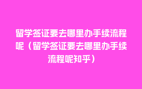 留学签证要去哪里办手续流程呢（留学签证要去哪里办手续流程呢知乎）