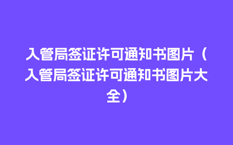 入管局签证许可通知书图片（入管局签证许可通知书图片大全）