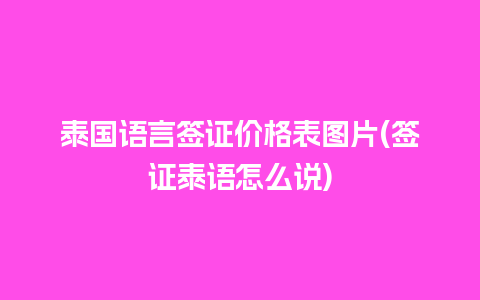 泰国语言签证价格表图片(签证泰语怎么说)