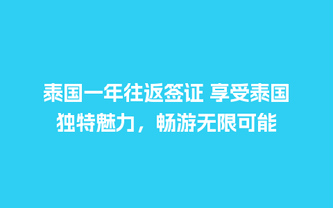 泰国一年往返签证 享受泰国独特魅力，畅游无限可能