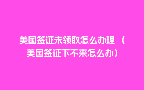 美国签证未领取怎么办理 （美国签证下不来怎么办）