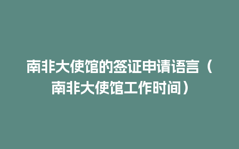 南非大使馆的签证申请语言（南非大使馆工作时间）