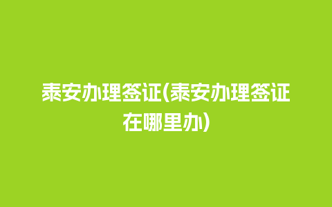 泰安办理签证(泰安办理签证在哪里办)