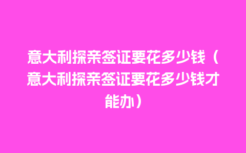 意大利探亲签证要花多少钱（意大利探亲签证要花多少钱才能办）