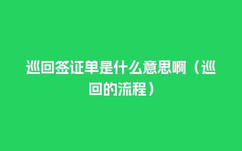 巡回签证单是什么意思啊（巡回的流程）