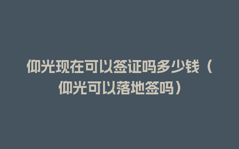 仰光现在可以签证吗多少钱（仰光可以落地签吗）