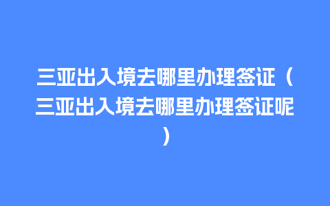 三亚出入境去哪里办理签证（三亚出入境去哪里办理签证呢）