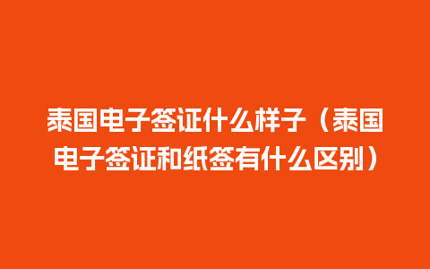 泰国电子签证什么样子（泰国电子签证和纸签有什么区别）