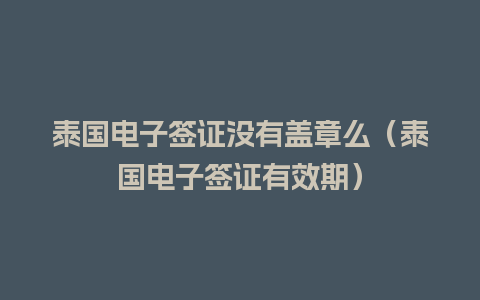 泰国电子签证没有盖章么（泰国电子签证有效期）