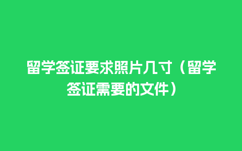 留学签证要求照片几寸（留学签证需要的文件）