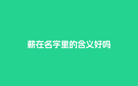 薪在名字里的含义好吗