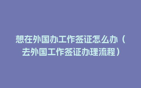 想在外国办工作签证怎么办（去外国工作签证办理流程）