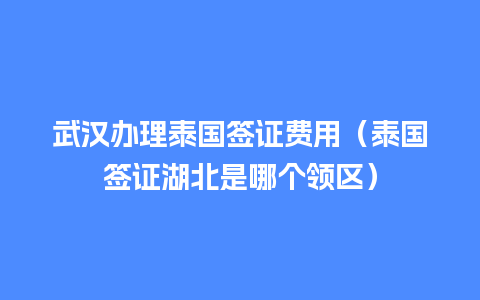 武汉办理泰国签证费用（泰国签证湖北是哪个领区）